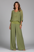 Women's Wide Leg Two-Piece Set with Relaxed Draped Fit, view 1 of 14