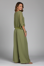 Women's Wide Leg Two-Piece Set with Relaxed Draped Fit, view 3 of 14