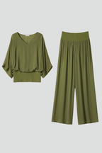 Women's Wide Leg Two-Piece Set with Relaxed Draped Fit, view 5 of 14
