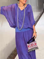 Women's Wide Leg Two-Piece Set with Relaxed Draped Fit, view 14 of 14