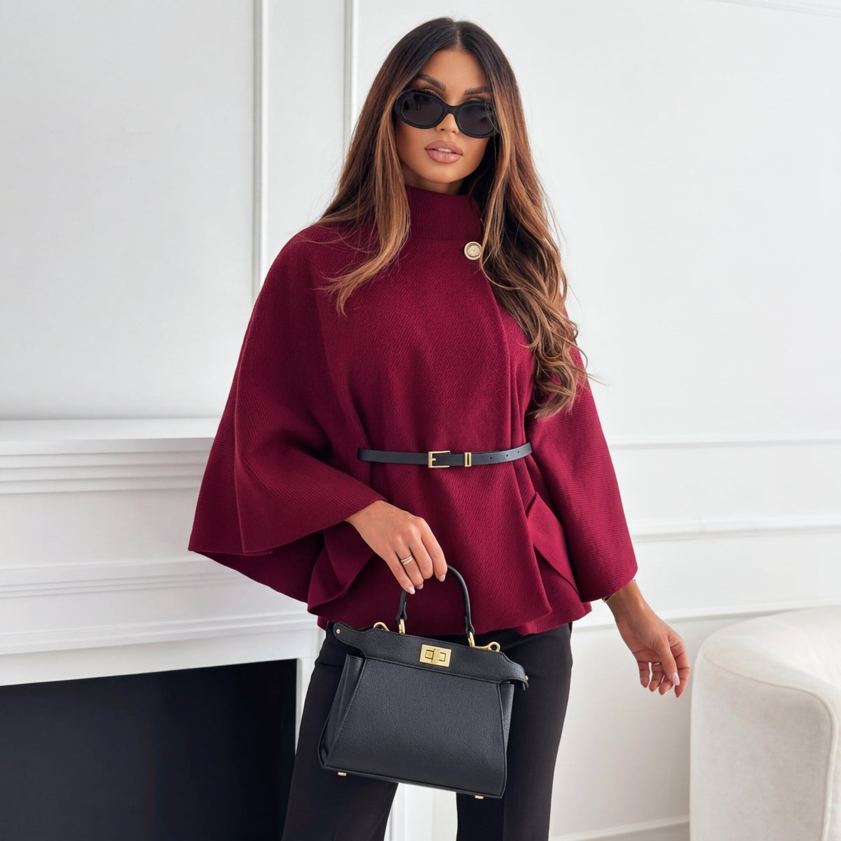 Women's Wool Blend Jacket with Batwing Sleeve Fit, view 3 of 4