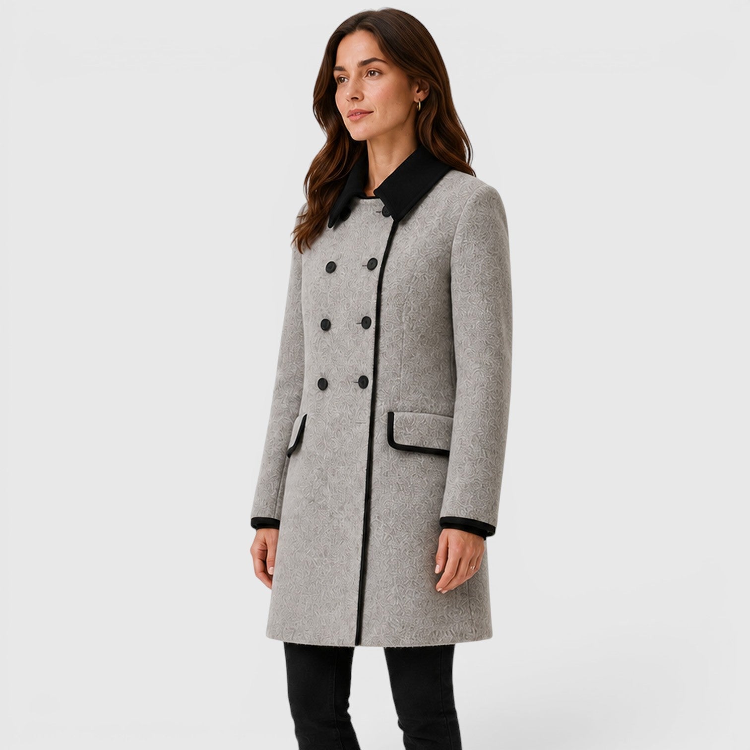 Alternate product view 3 of women's Wool Coat with double-breasted contrast collar.