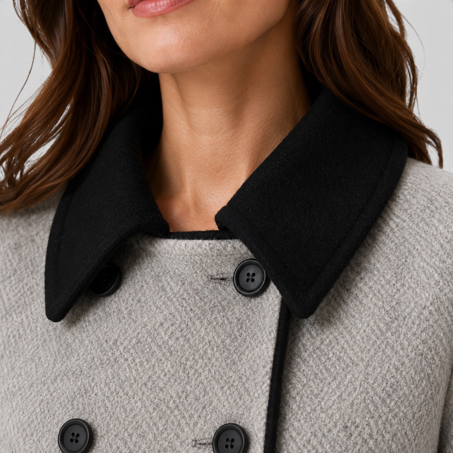 Alternate product view 5 of women's Wool Coat with double-breasted contrast collar.