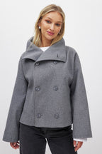 Women's wool jacket, double breasted cropped coat – product image 1