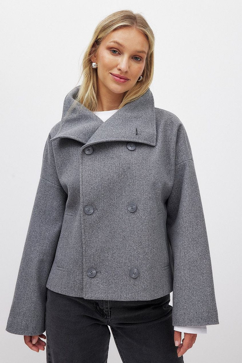 Women's wool jacket, double breasted cropped coat – product image 1