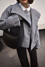 Women's wool jacket, double breasted cropped coat – product image 3