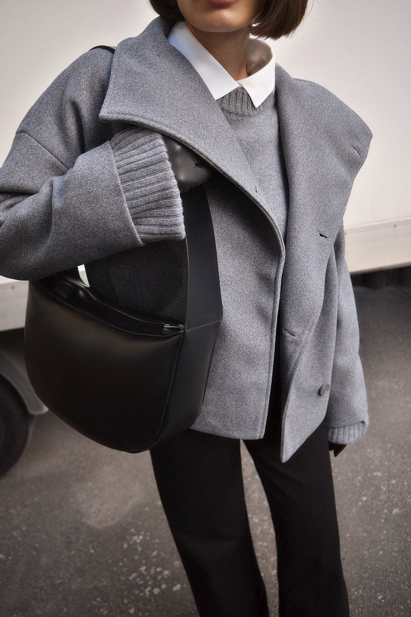Women's wool jacket, double breasted cropped coat – product image 3