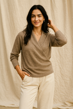 Women's Wrap Jumper with V-Neck Ribbed Knit, view 4 of 28