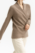 Women's Wrap Jumper with V-Neck Ribbed Knit, view 13 of 28