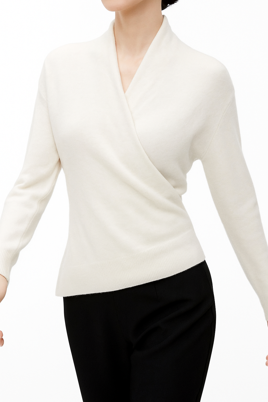 Women's Wrap Jumper with V-Neck Ribbed Knit, view 16 of 28