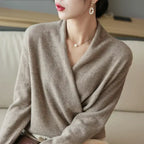Women's Wrap Jumper with V-Neck Ribbed Knit, view 17 of 28