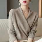 Women's Wrap Jumper with V-Neck Ribbed Knit, view 18 of 28