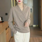 Women's Wrap Jumper with V-Neck Ribbed Knit, view 19 of 28