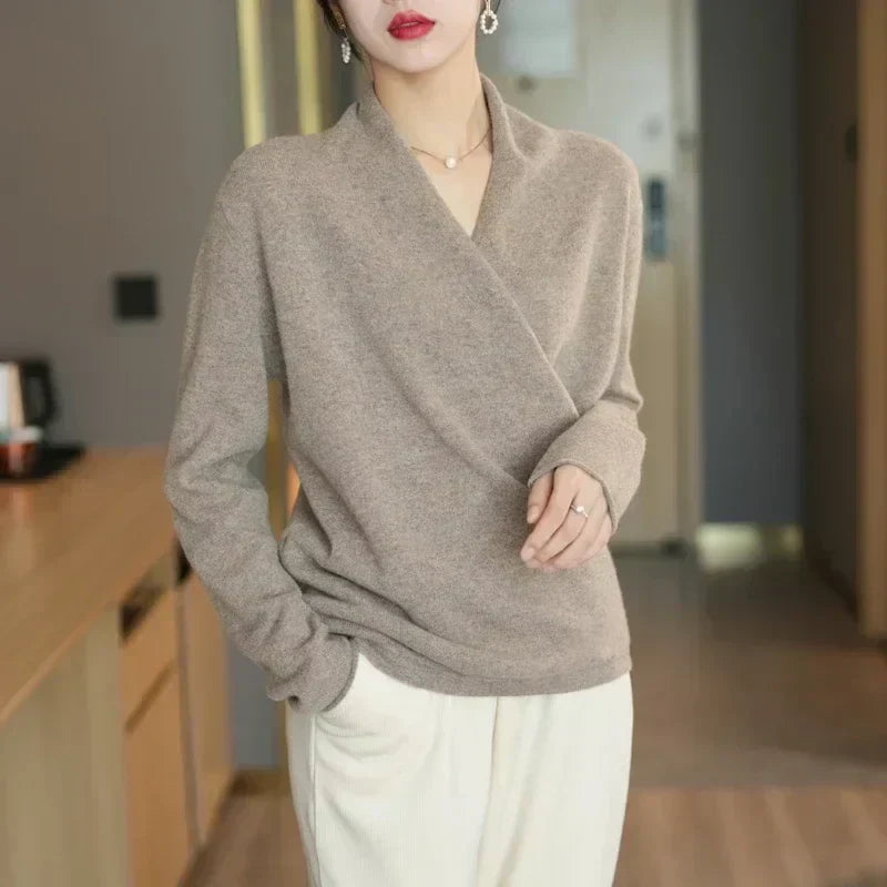 Women's Wrap Jumper with V-Neck Ribbed Knit, view 19 of 28