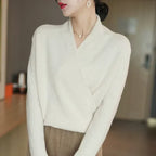 Women's Wrap Jumper with V-Neck Ribbed Knit, view 20 of 28
