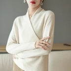 Women's Wrap Jumper with V-Neck Ribbed Knit, view 21 of 28