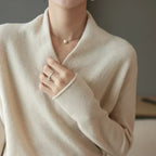 Women's Wrap Jumper with V-Neck Ribbed Knit, view 24 of 28