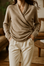 Women's Wrap Jumper with V-Neck Ribbed Knit, view 28 of 28