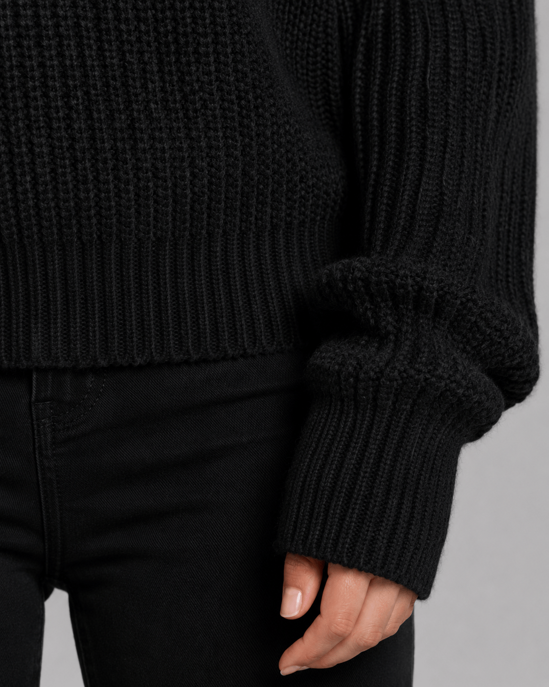 Alternate product view 7 of women's Zip Jumper with cropped ribbed wide collar.