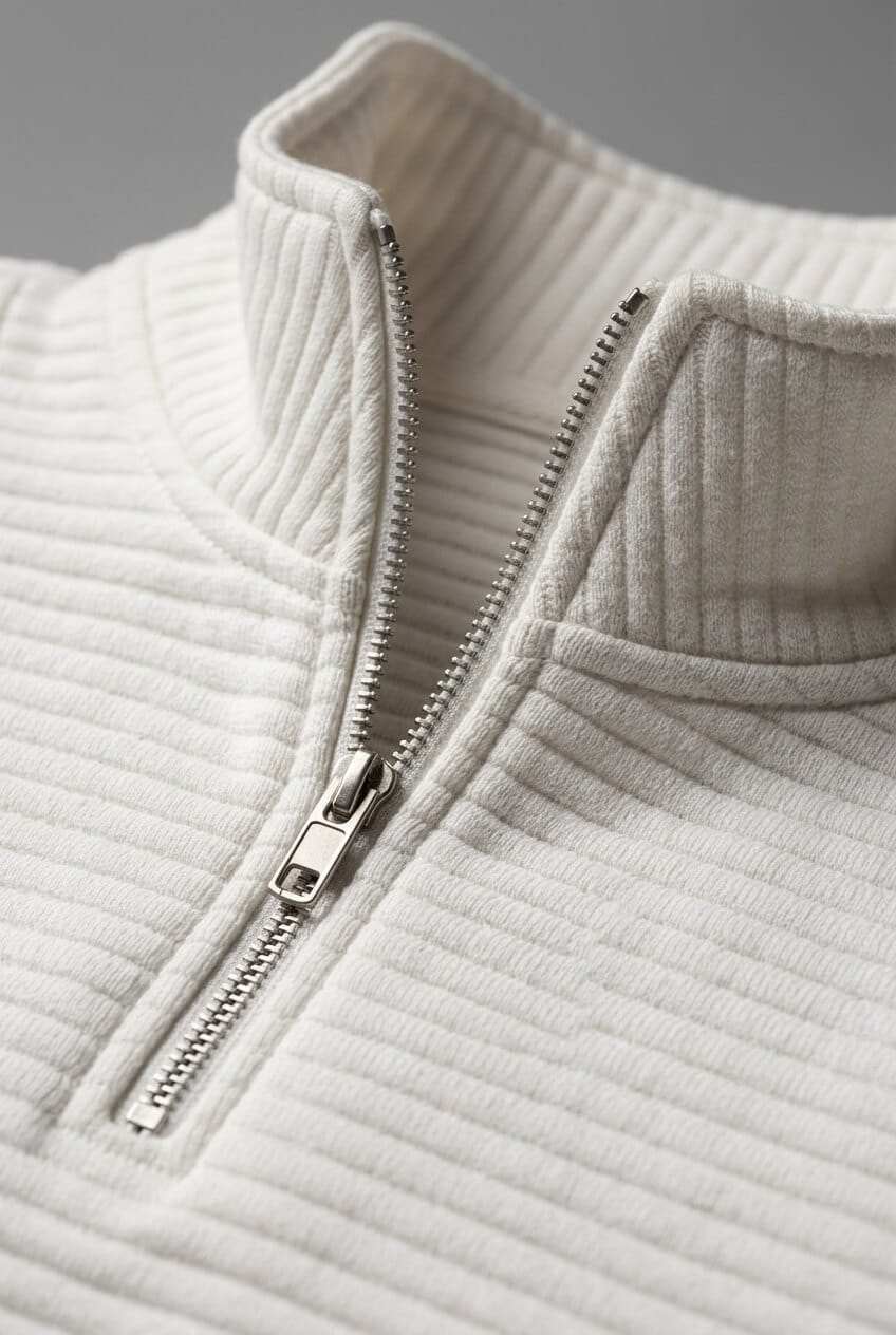 Alternate product view 6 of women's Zip Jumper with funnel neck ribbed design.