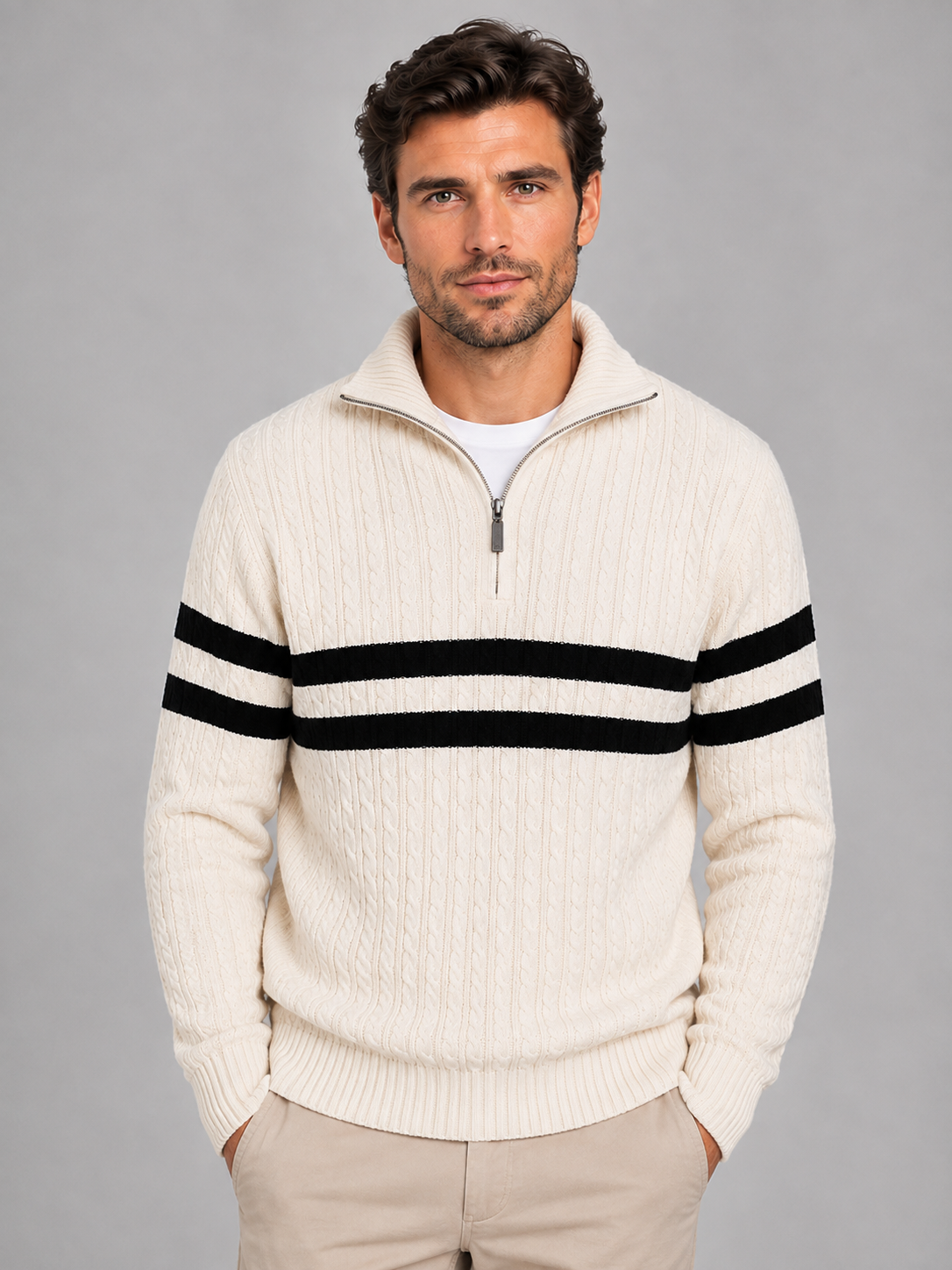 Wool half zip pullover jumper for men – product image 1