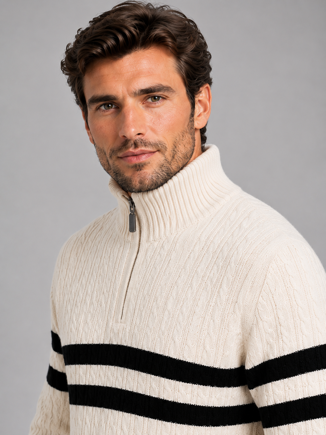 Wool half zip pullover jumper for men – product image 3