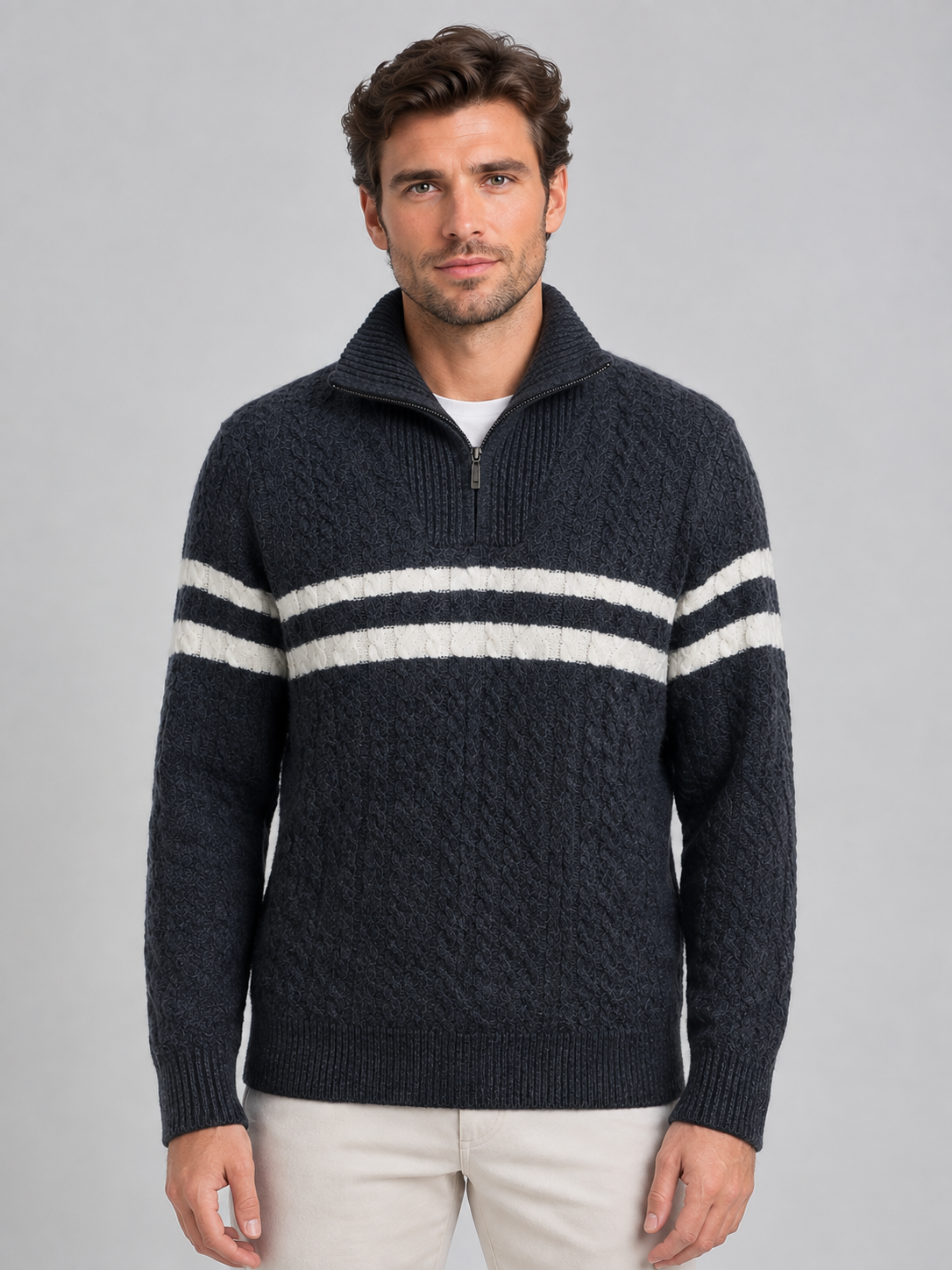Wool half zip pullover jumper for men – product image 4