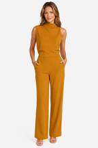 Asymmetric One Shoulder Jumpsuit - Yellow - front